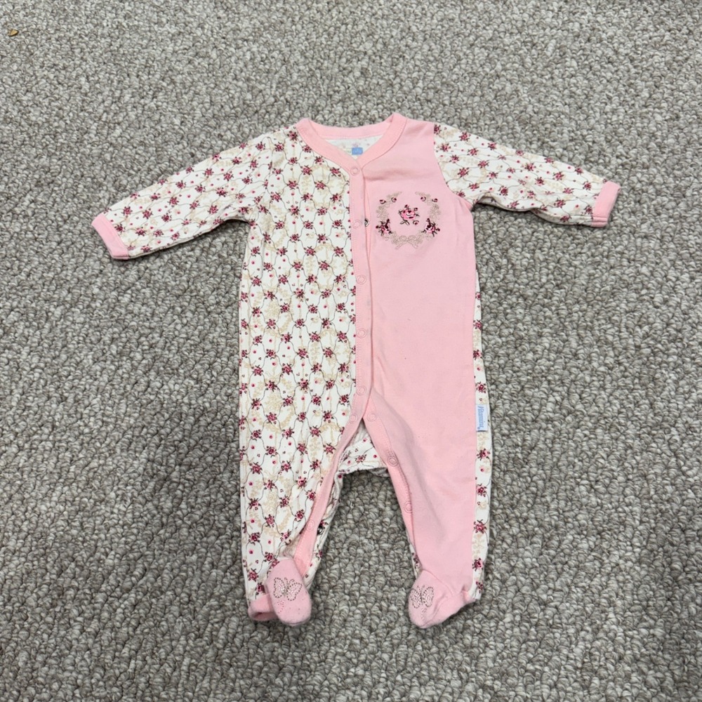 Vitamins Baby Girl Pink Floral Footed Pajama Sleeper‎ Size 3 Months